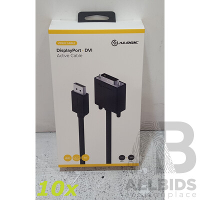 ALogic DisplayPort-to-DVI 1m Active Cable *Brand New - Lot of Ten ALogic DisplayPort-to-DVI 1m Active Cable *Brand New - Lot of Ten