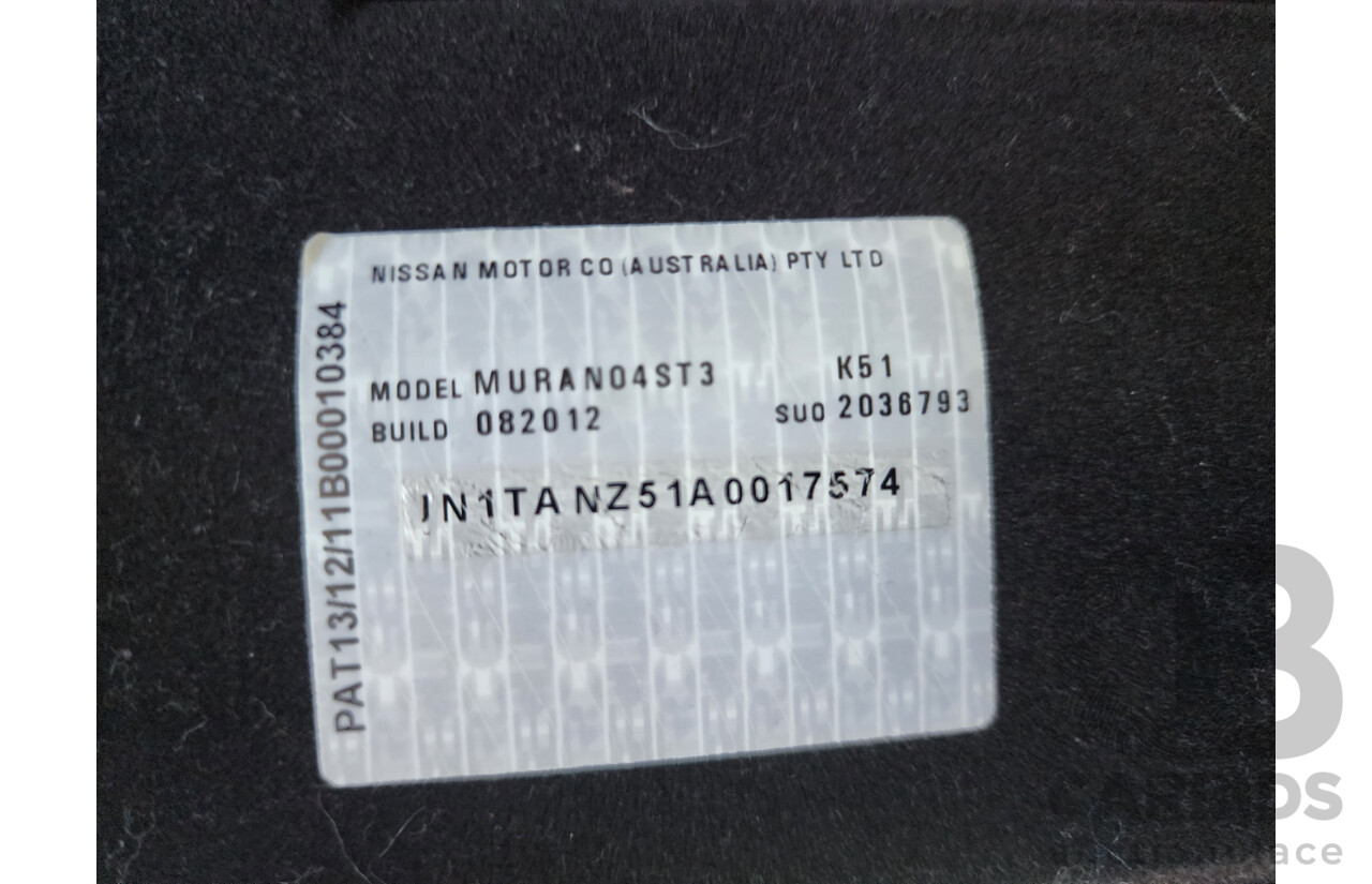 10/2012 Nissan Murano ST Z51 MY12 4d Wagon Grey 3.5L