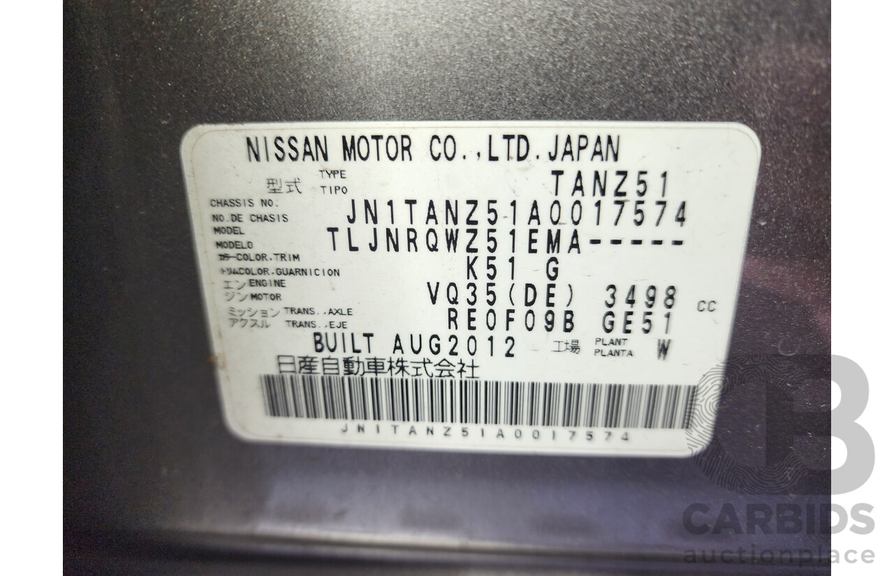 10/2012 Nissan Murano ST Z51 MY12 4d Wagon Grey 3.5L
