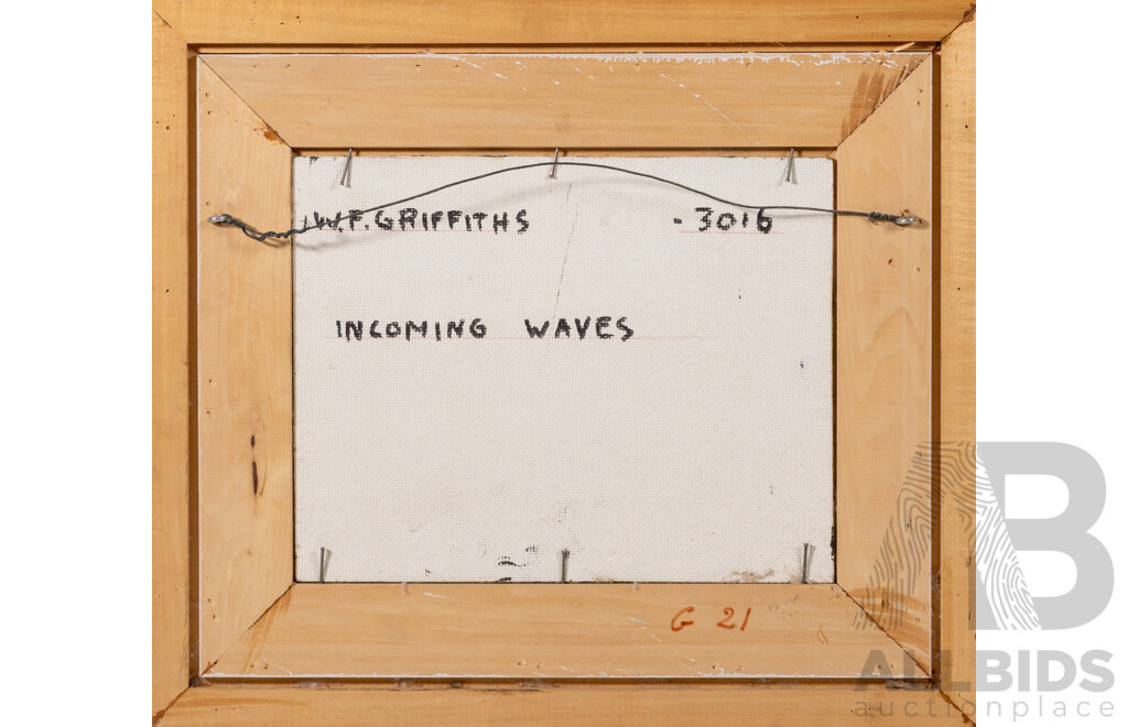 Wilfrid Frank Griffiths, (20th Century, Canadian, 1917-2011), Incoming Waves, Wonderful Original Oil on Masonite, 35 x 40 cm (frame)