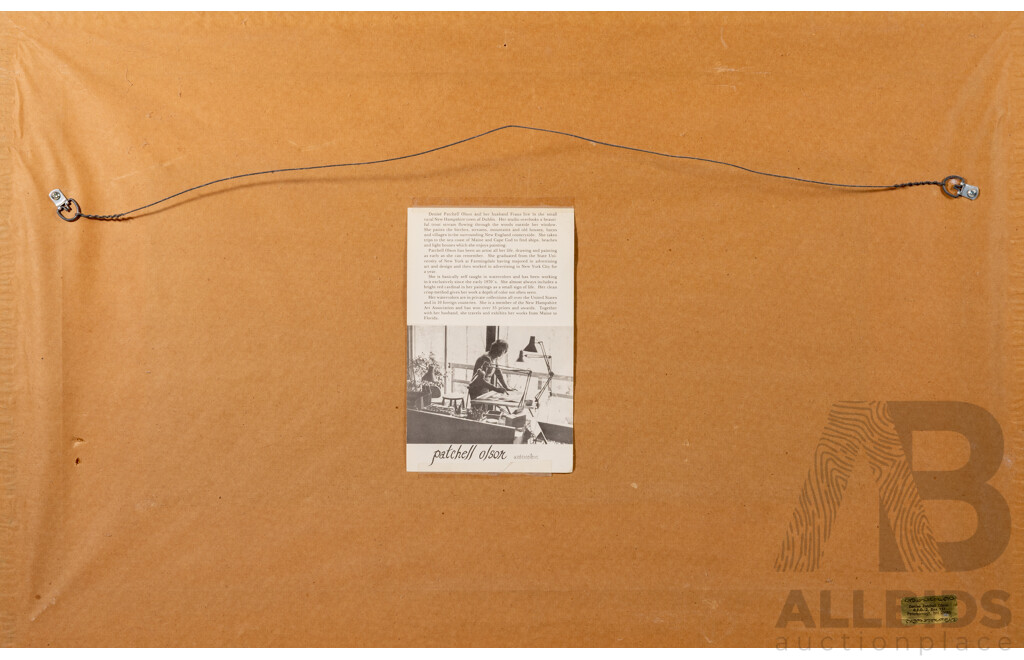 Denise Patchell Olsen, (20th Century, American, 1938-2005), Snowy Village Church, Lovely Original Watercolour, 52 x 82 cm (frame)