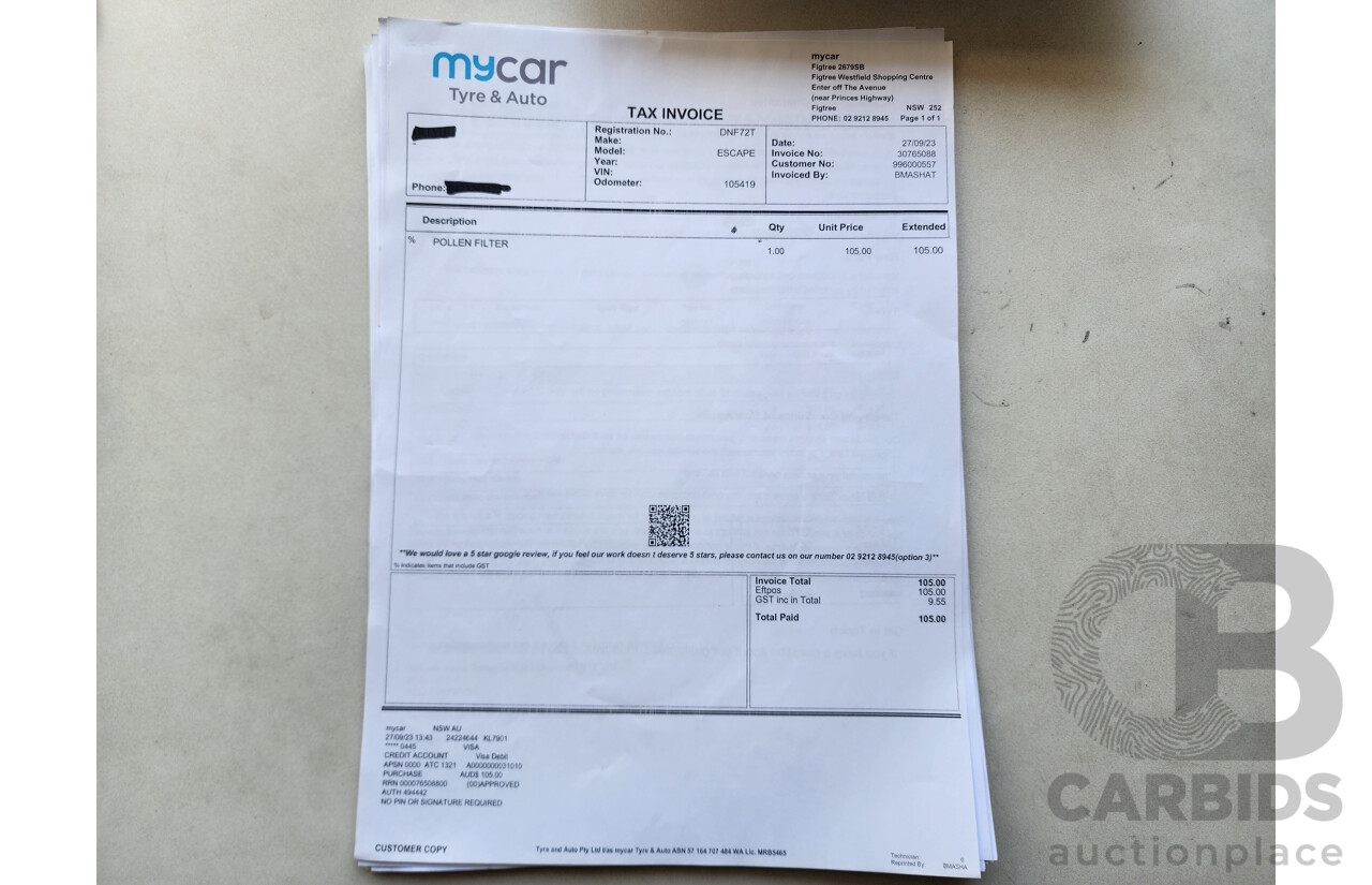2/2017 Ford Escape ZG Trend 4d Wagon White 1.5L
