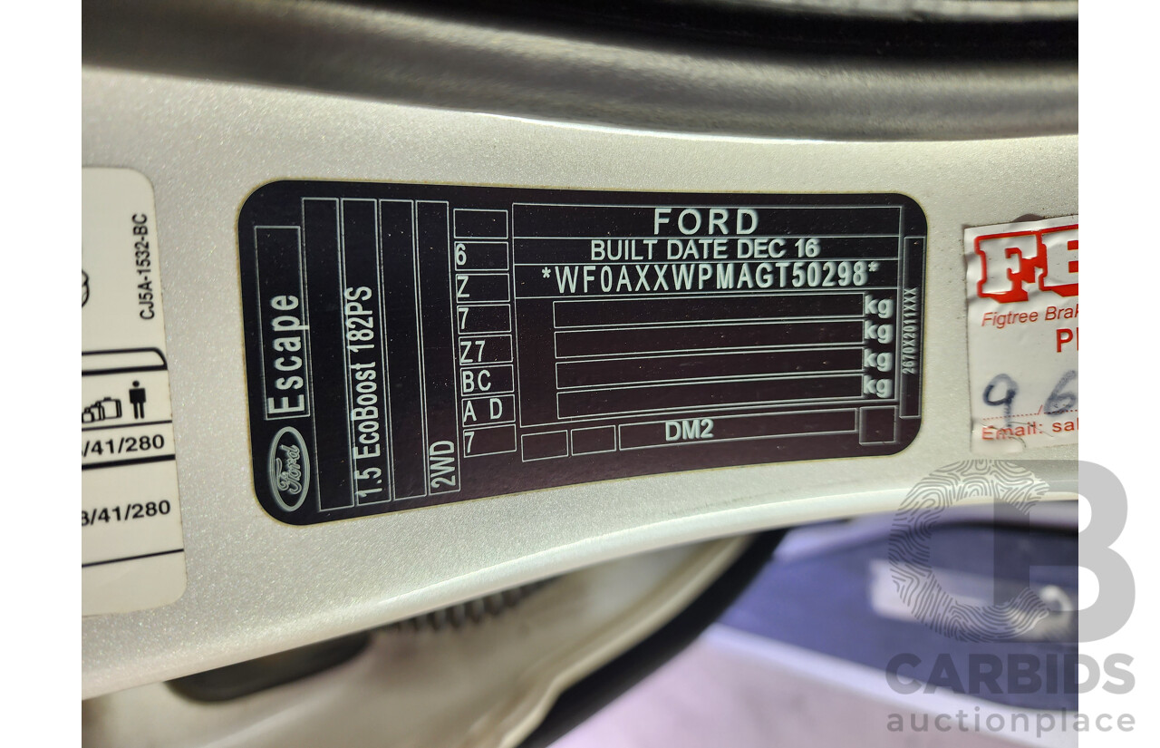 2/2017 Ford Escape ZG Trend 4d Wagon White 1.5L