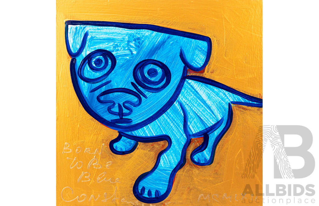 Constantine Popov, (20th Century, Russian-Australian, 1962-), Born to Be Blue (2022), Original Acrylic on Board, 30 x 30 cm