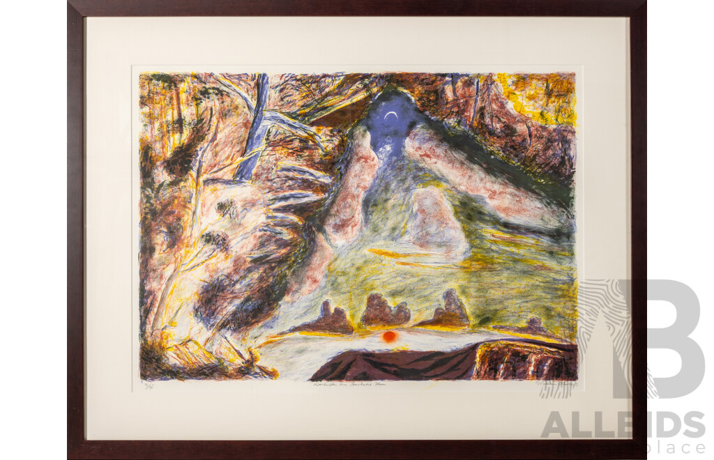 William (Bill) Robinson, (20th Century, Australian, 1936-2025) 'Darlington Sun, Beechmont Moon,' 1993, Lithograph 18/75, 48 x 68 cm (image)