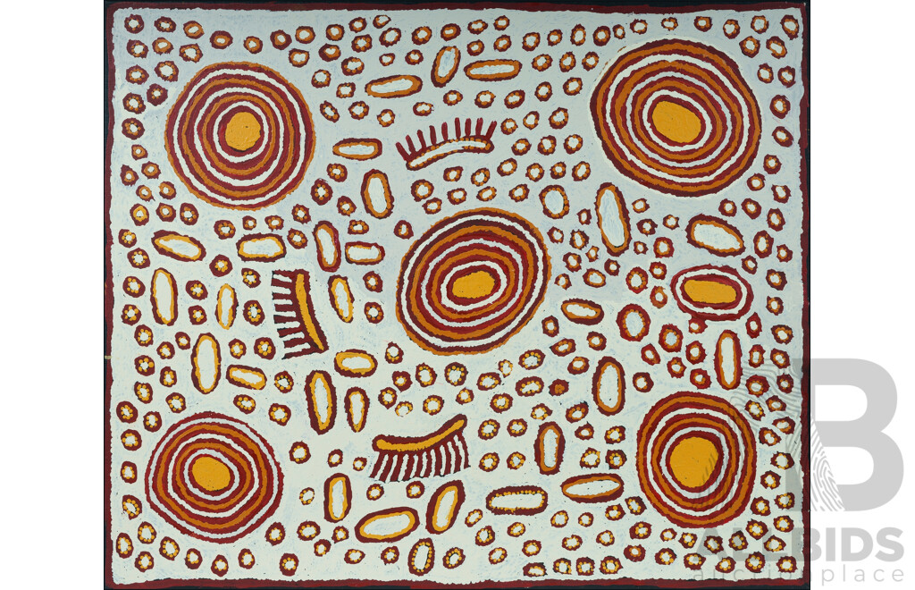 NAPARRULA, Tatalia (Aboriginal b.1957) 'Women Ceremonies at Desert Bore,' 2016. Acrylic on Linen 