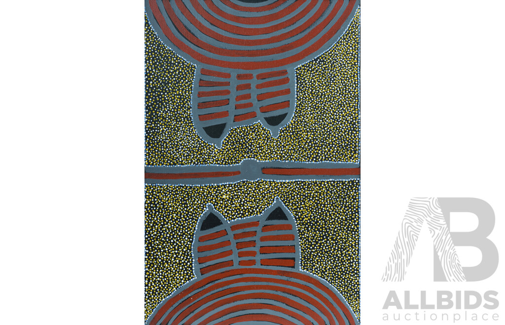PETYARRE, Ada Bird (Aboriginal c.1930-2009) Awelye (Mountain Devil Lizard) Acrylic on Linen 