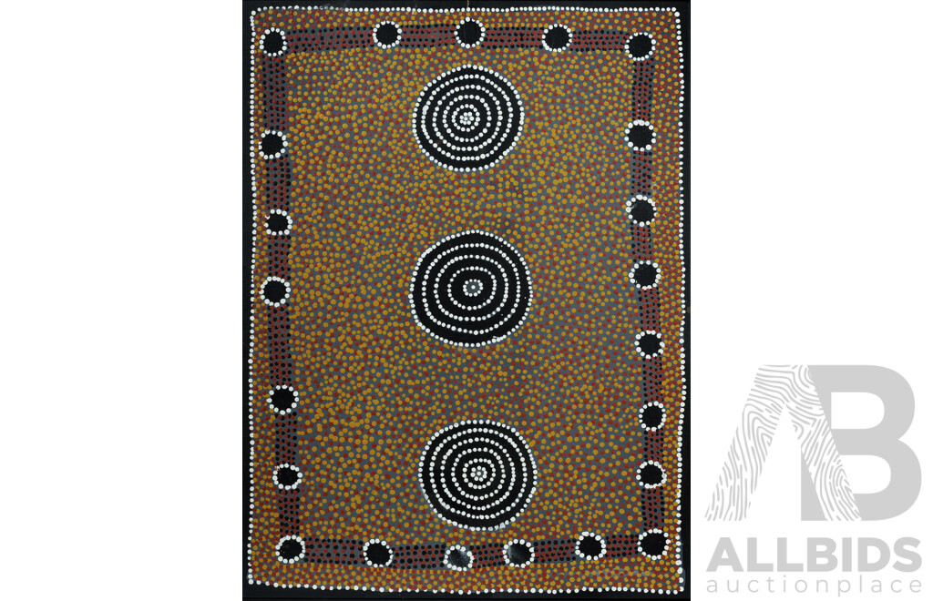 MPETYANE, Harold Payne (Aboriginal born c.1937) 'Ahakeye - Bush Plum,' 2004. Acrylic on Canvas 