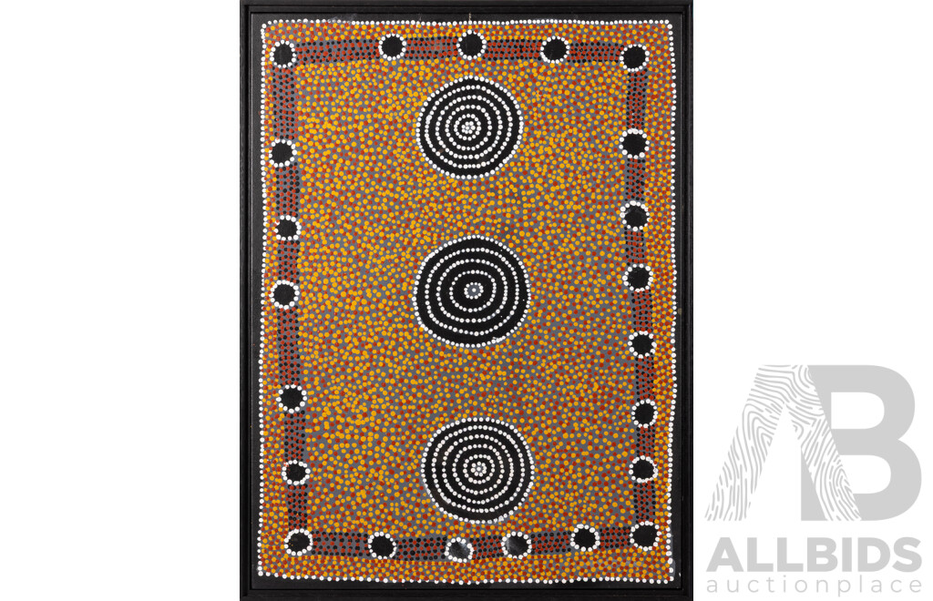 MPETYANE, Harold Payne (Aboriginal born c.1937) 'Ahakeye - Bush Plum,' 2004. Acrylic on Canvas 