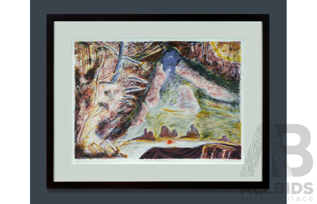 ROBINSON, William (Bill) (b.1936) 'Darlington Sun, Beechmont Moon,' 1993. Lithograph 33/75 