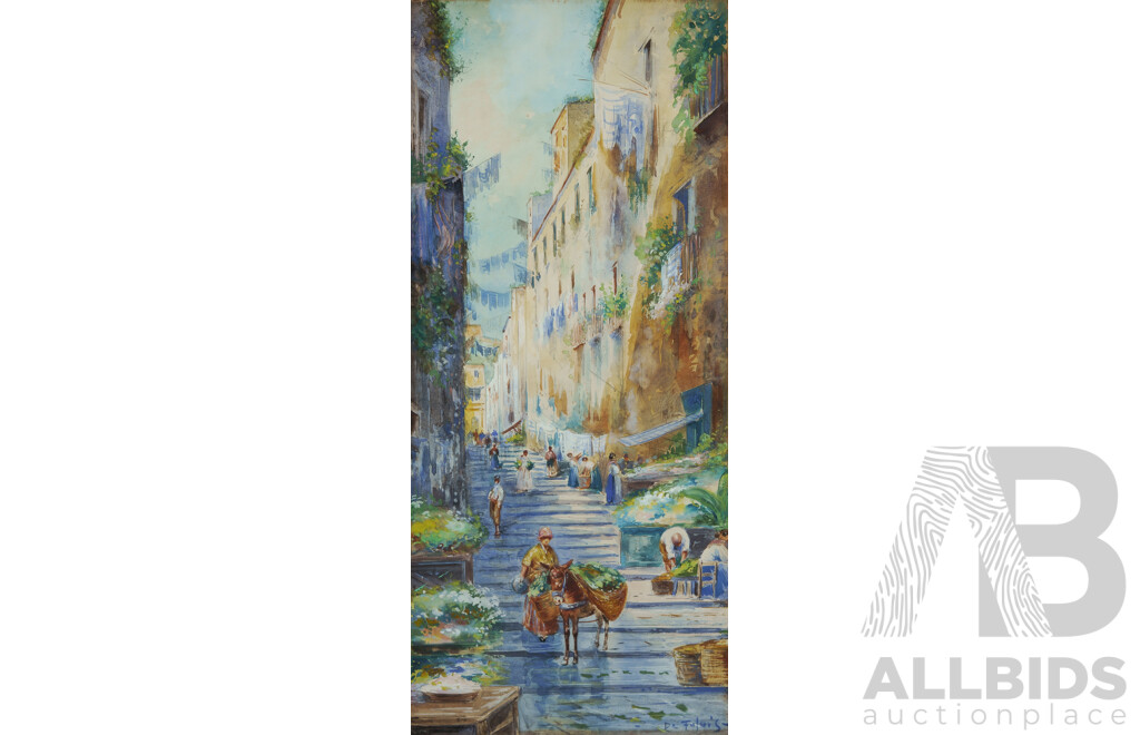 DE FULVIS, Gianni (Italian 1863-1905) Stepped Street Market W/Clr 