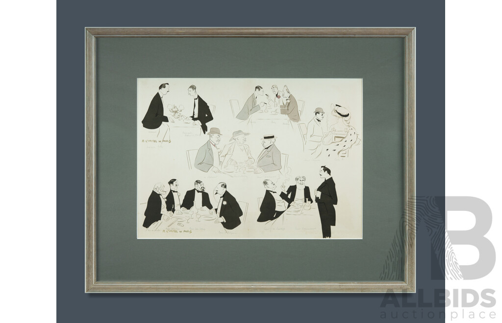 GOURSAT, Georges (Sem) (French 1863-1934) 'A L'Hotel de Paris,' c.1909. Note: Publication is unknown. Lithograph 