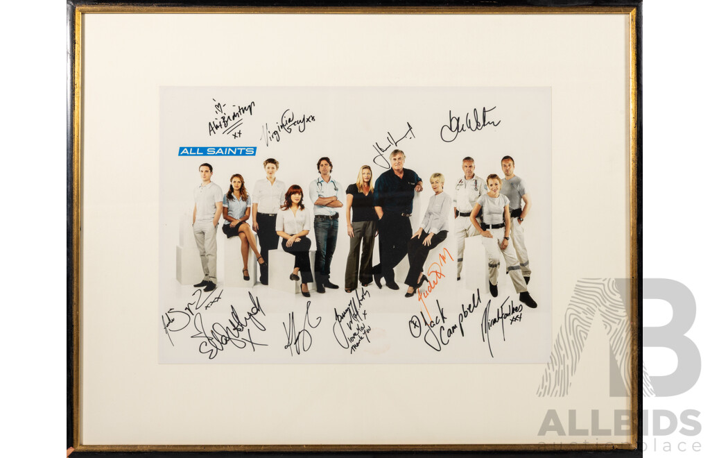 All Saints, Framed Photograph Signed by Eleven Cast Members, 49 x 62 cm (frame)