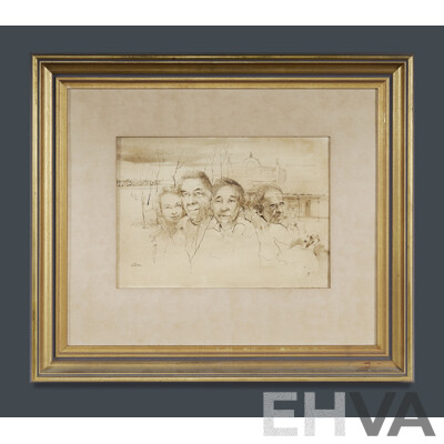 LYONS, W R (Mike) (1930-1985) 'Characters from Charters Towers' Pen & Wash 