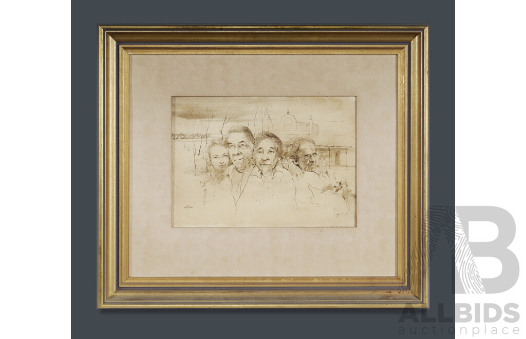 LYONS, W R (Mike) (1930-1985) 'Characters from Charters Towers' Pen & Wash 