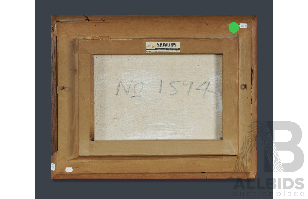 South East Asian School, 20th Century River Dwellings Oil on Canvas 