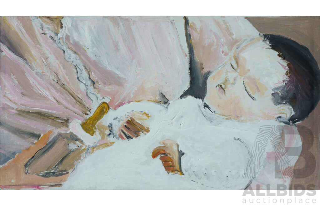 JOHNSON, Tim (b.1947) (2) 'Two Babies (Two Parts)' 1978. Acrylic on Canvas (2) 