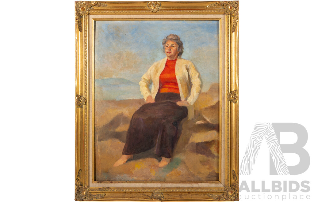 Unsigned, Likely Joshua Smith, (20th Century, Australian, 1905-1995), Seated Lady, Lovely Oil on Masonite, 70 x 57 cm (frame)