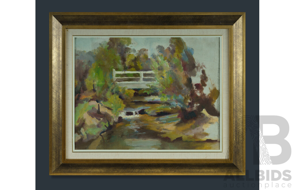 SMITH, Joshua (1905-1995) 'McCarrs Creek, Sydney,' c.1984. Oil on Board 