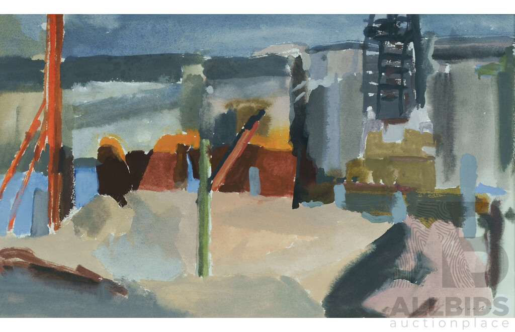 Van Den BERG, Jelle (b.1959) (2) View to the Bridge, initialled lower right (20x34cm); City Flyover, no signature apparent (25.5x35cm) Both circa 1989. Ex Union Street Gallery, Sydney. W/Clr & Gouache (2)