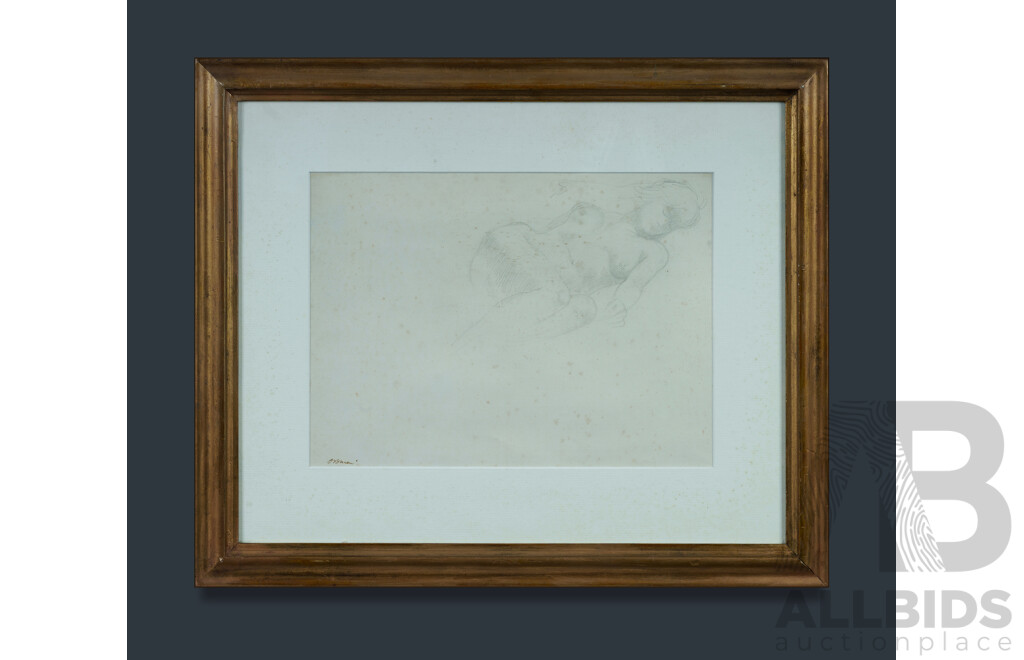 O'BRIEN, Justin (1917-1996) Reclining Nude Pencil 