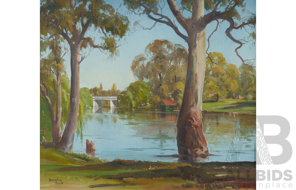 PRATT, Douglas (1900-1972) 'Wollundry Lagoon, Wagga Wagga' Oil on Canvas on Board 