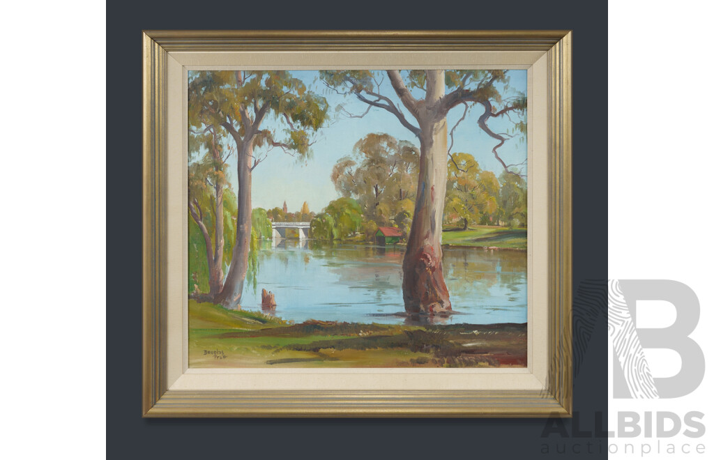 PRATT, Douglas (1900-1972) 'Wollundry Lagoon, Wagga Wagga' Oil on Canvas on Board 