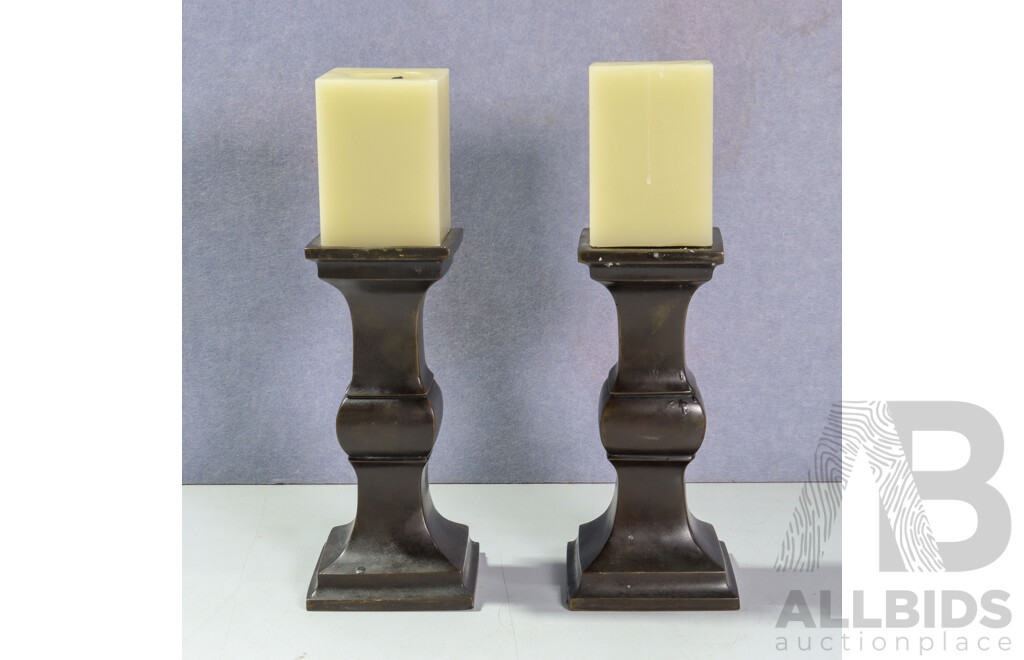 Pair Antique Style Bronze Candle Holders with Candles From Stax of Wax, Sydney
