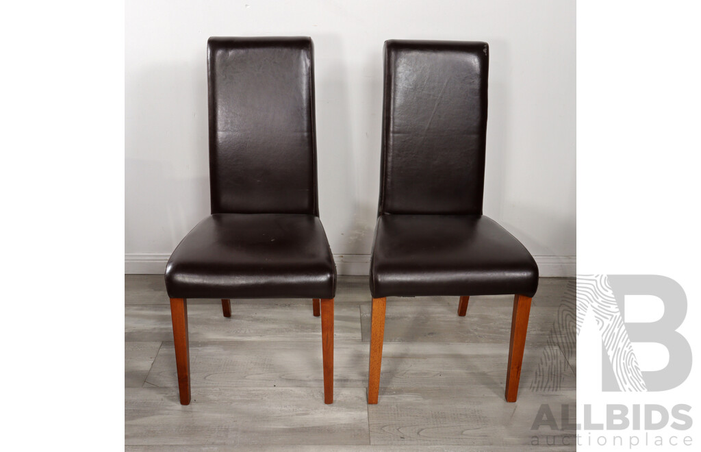 Large Timber Dining Table with 12 Leatherette Chairs