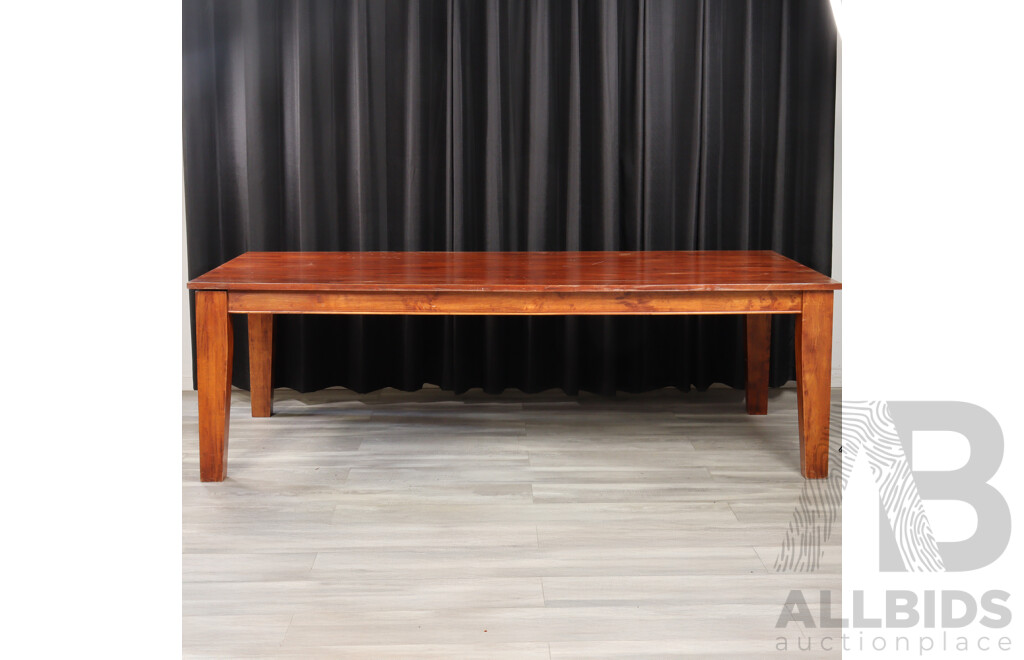 Large Timber Dining Table with 12 Leatherette Chairs