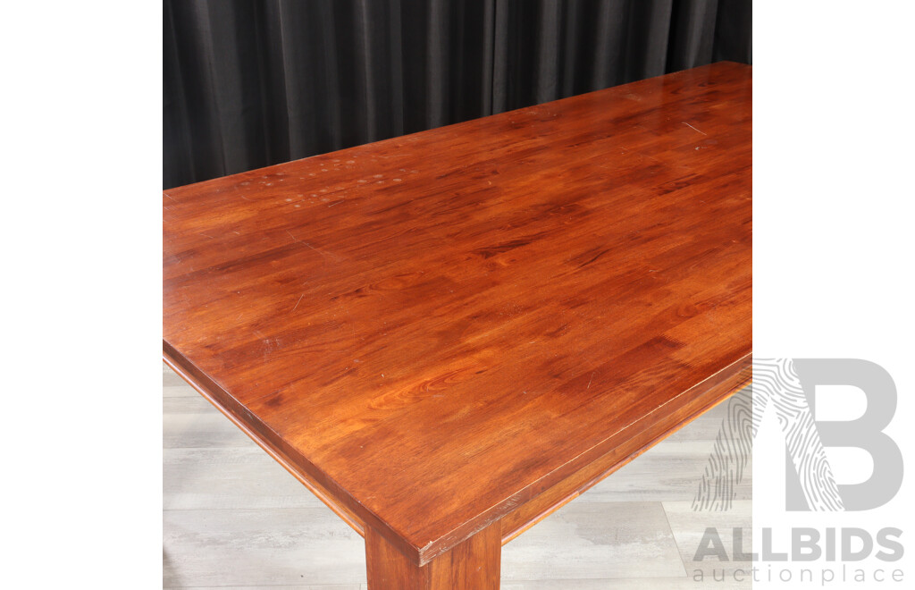 Large Timber Dining Table with 12 Leatherette Chairs