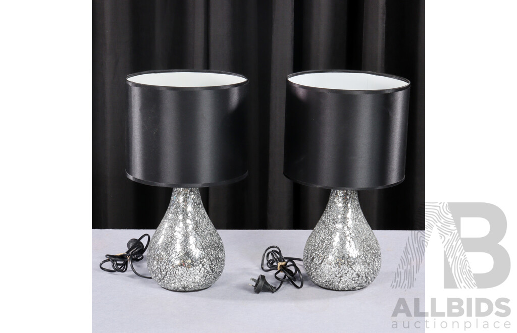 Pair of Modern Table Lamps with Shattered Mirror Finish
