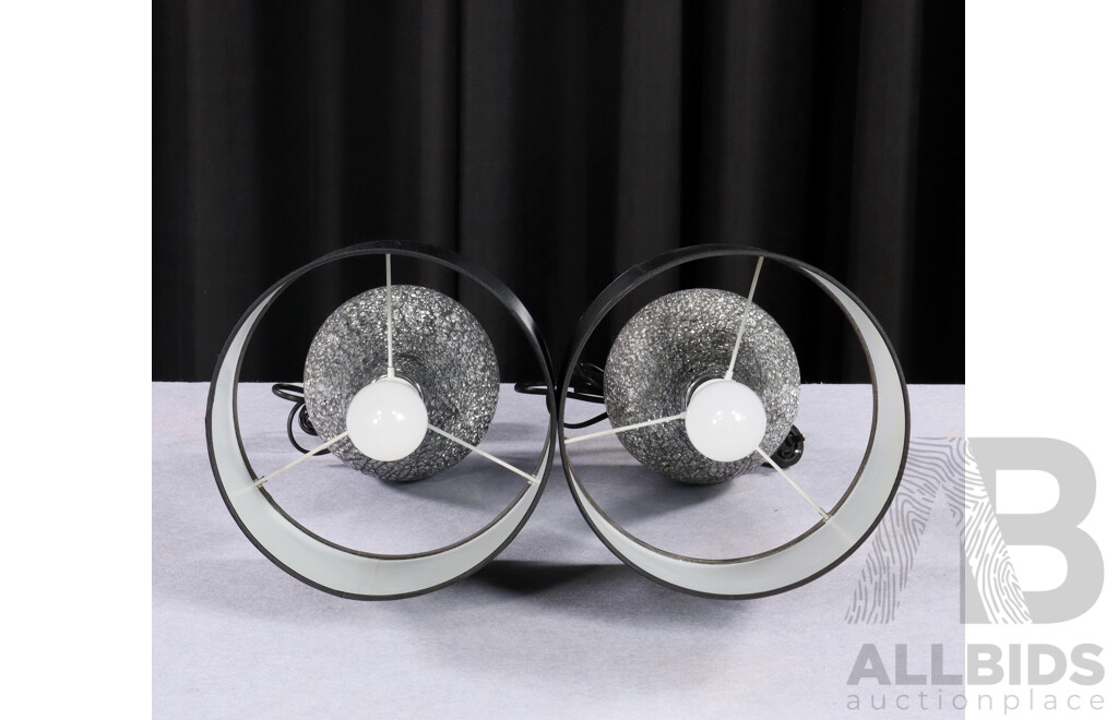 Pair of Modern Table Lamps with Shattered Mirror Finish