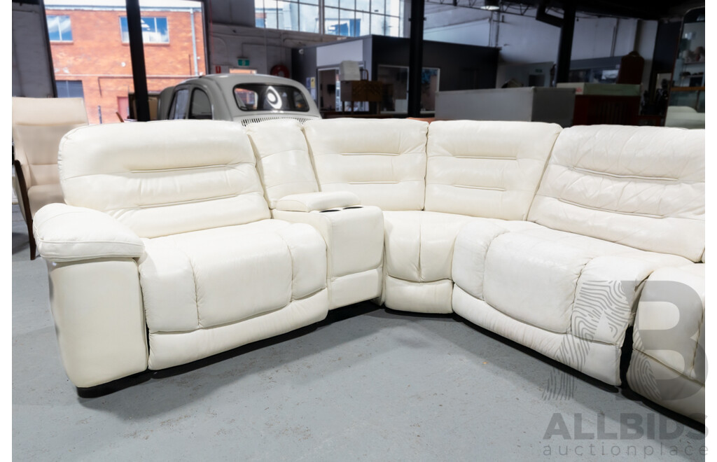 Large White Leather Seven Piece Corner Lounge by Cheers Furniture