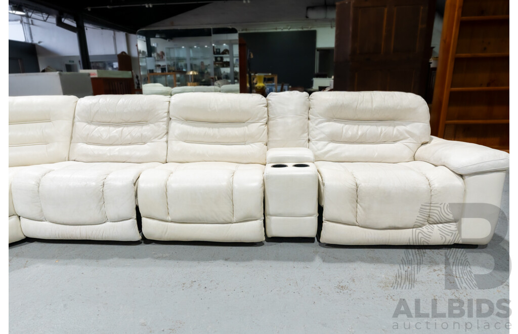 Large White Leather Seven Piece Corner Lounge by Cheers Furniture