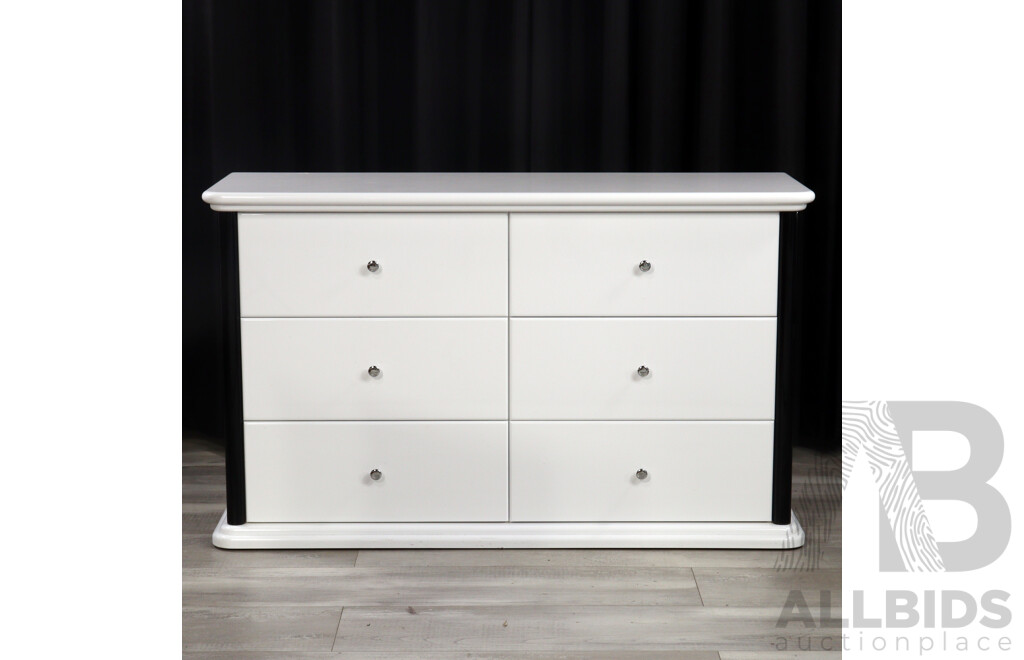 Modern White Low Lying Chest of Six Drawers by Accolade Furniture