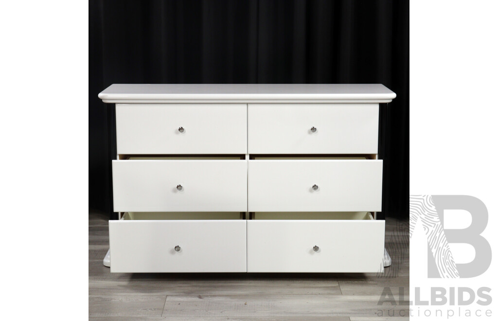 Modern White Low Lying Chest of Six Drawers by Accolade Furniture