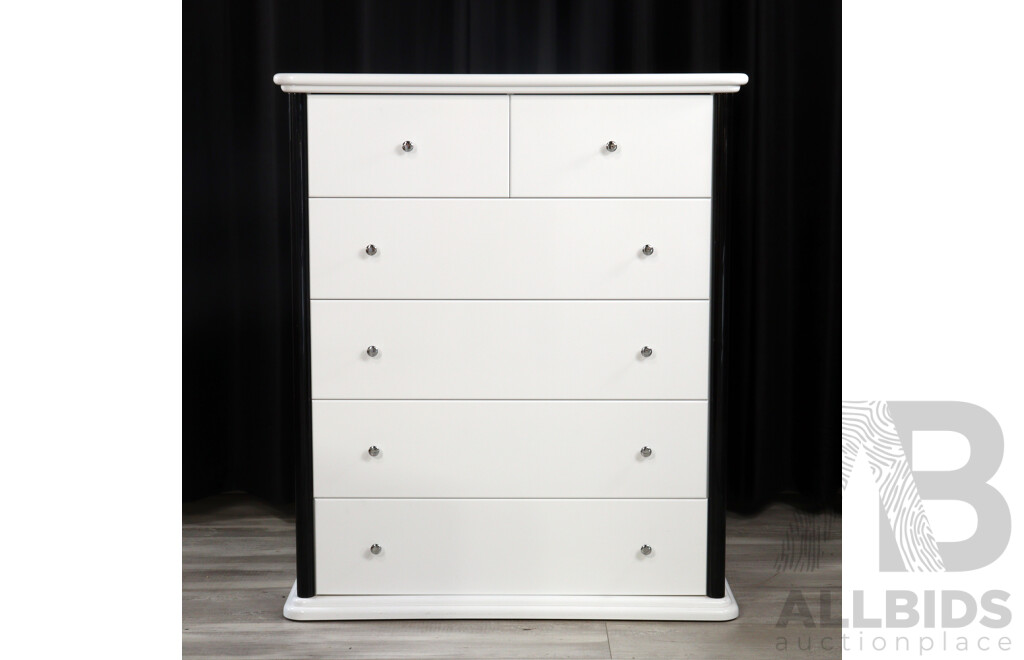 Modern White Six Drawer Tall Boy by Accolade Furniture