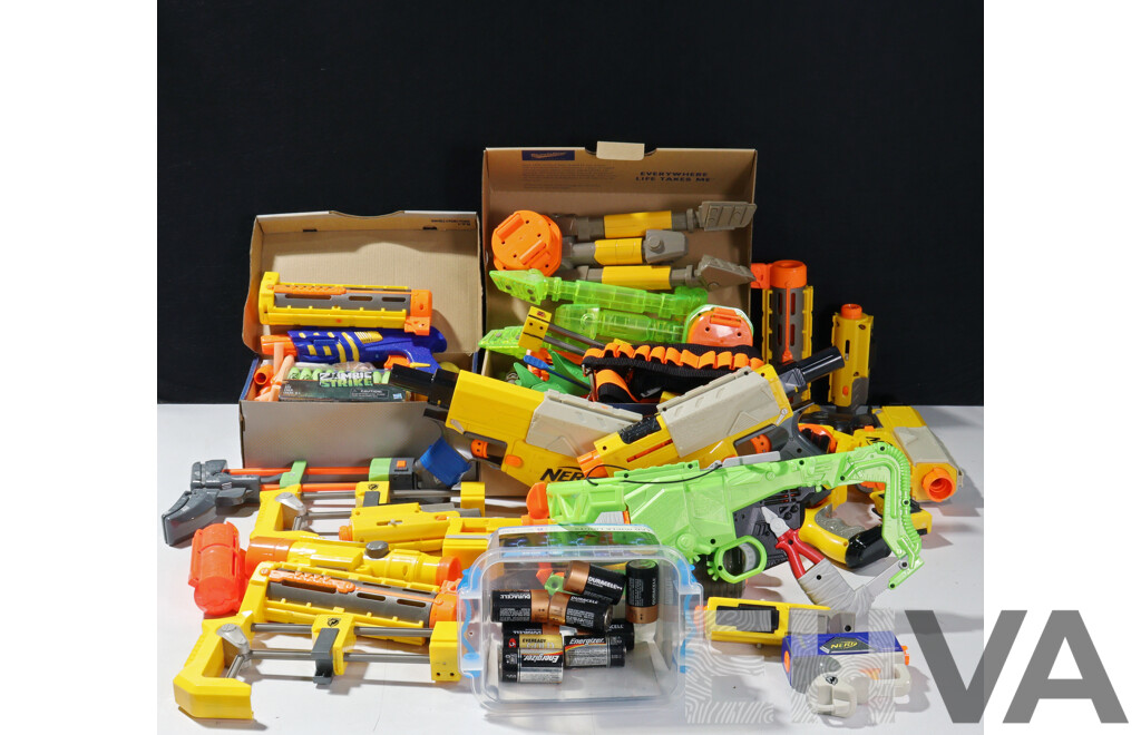 Large Collection Various Model Nerf Guns with Some Ammunition