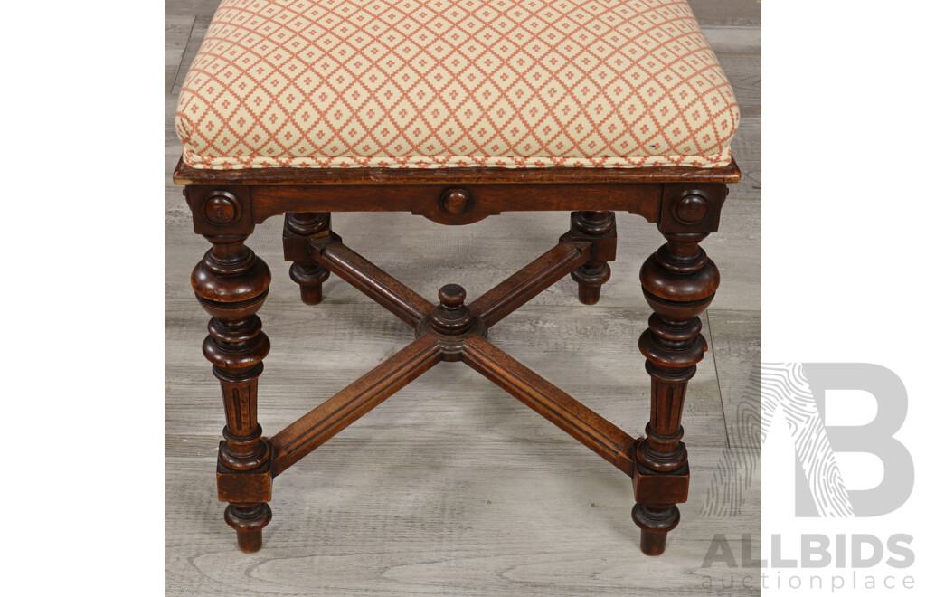 Good Set of Six French Walnut Upholstered Dining Chairs