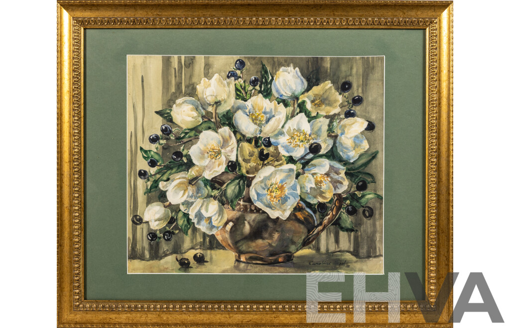 Caroline Herd, (20th Century), Flowers and Berries,  Wonderful Original Watercolour, 48 x 58 cm (frame)