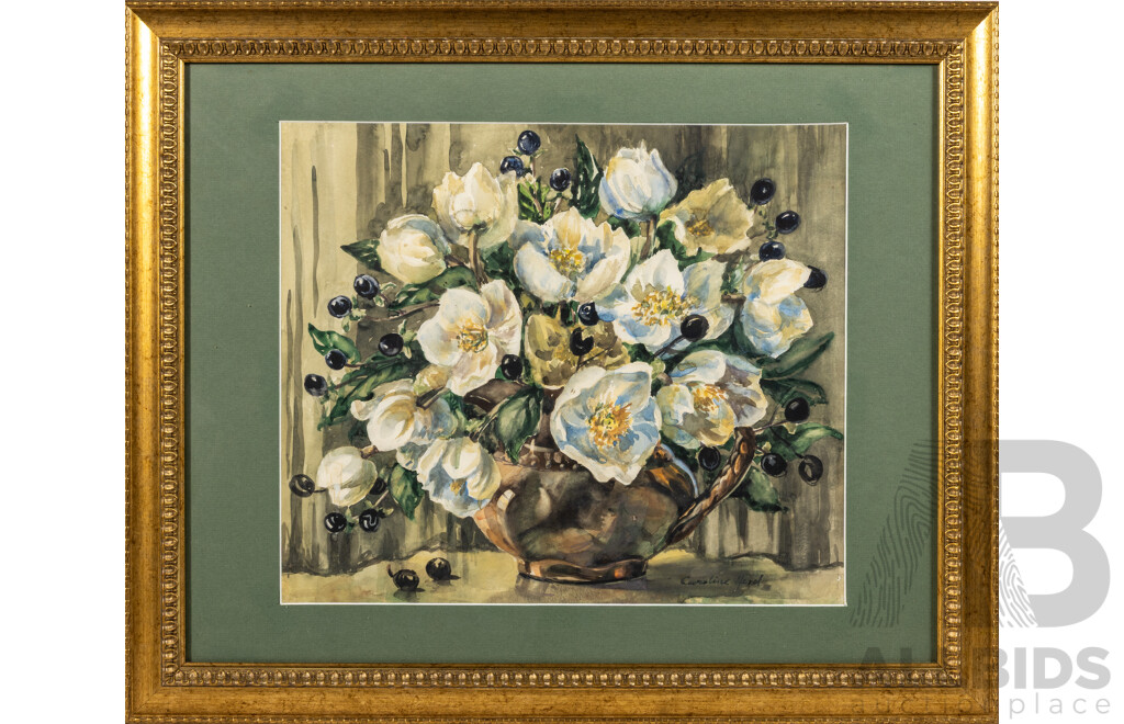 Caroline Herd, (20th Century), Flowers and Berries,  Wonderful Original Watercolour, 48 x 58 cm (frame)