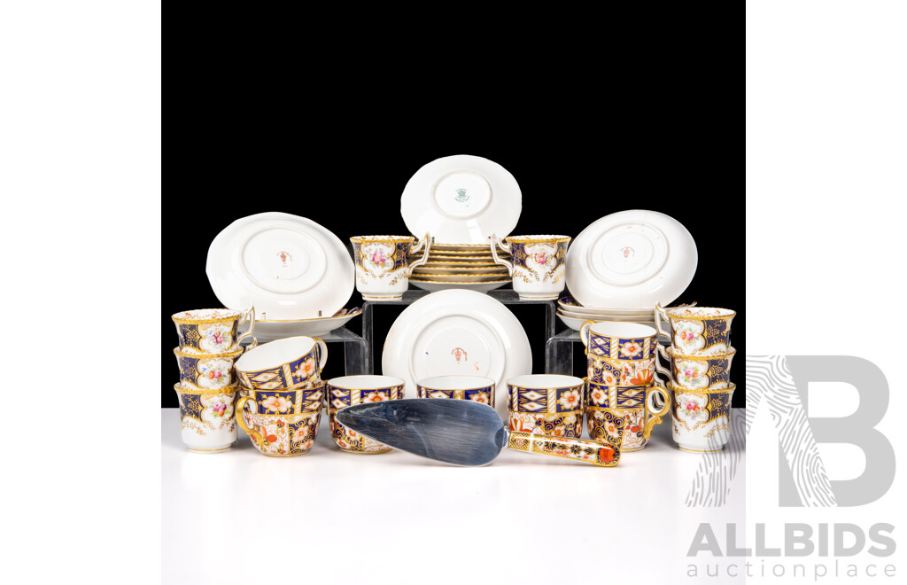 Vintage Coalport Porcelain Eight Duo Set Along with Royal Crown Derby Porcelain Seven Various Duos in Imari Pattern