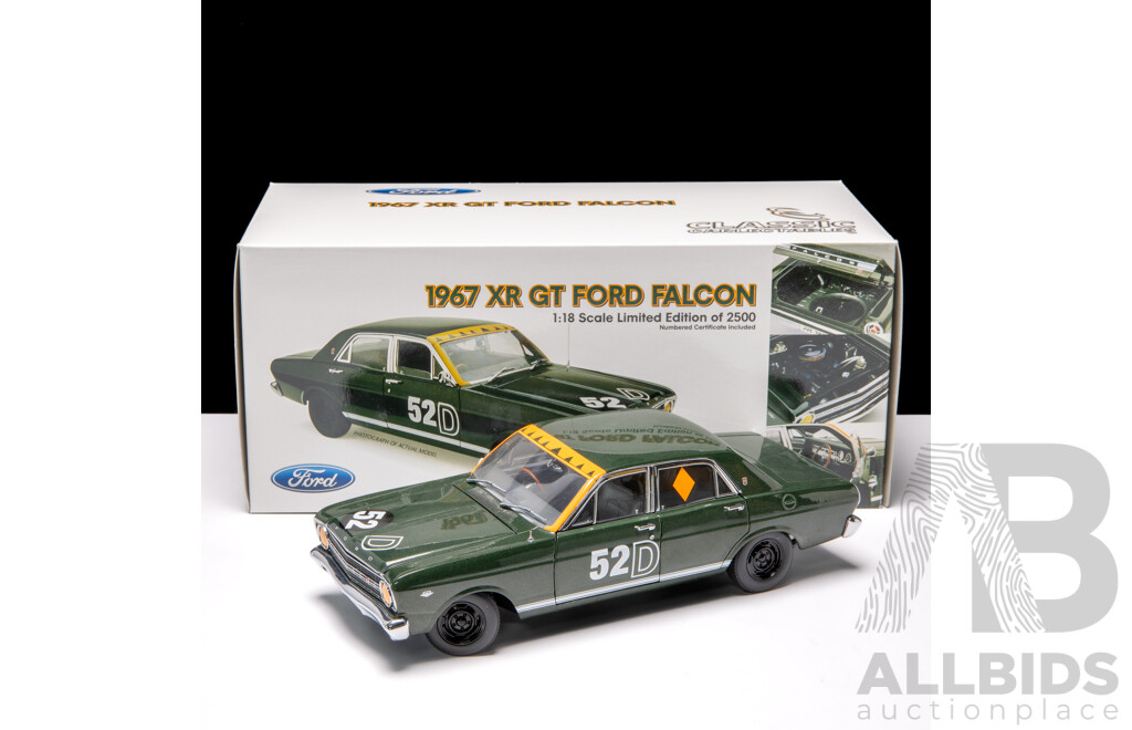Classic Carlectables 1967 Ford XR GT Falcon Dark Green #52D - 1641/2500 1:18 Scale Model Car - COA Included