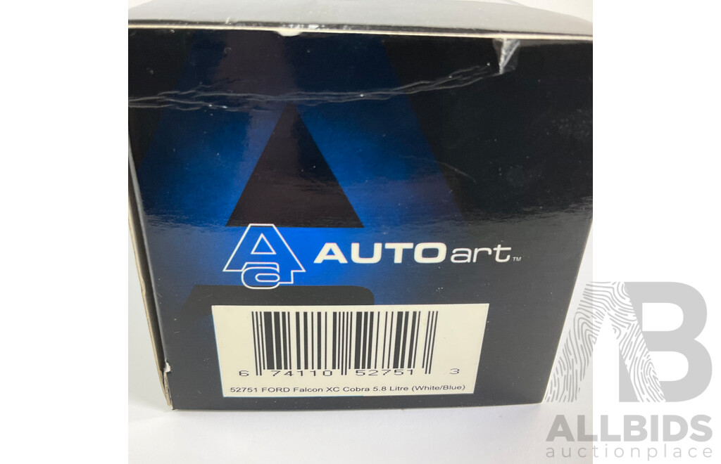 AUTOart Diecast 1978 XC Ford Falcon Cobra, 5.8 Litre, White/Blue - 1:43 Scale