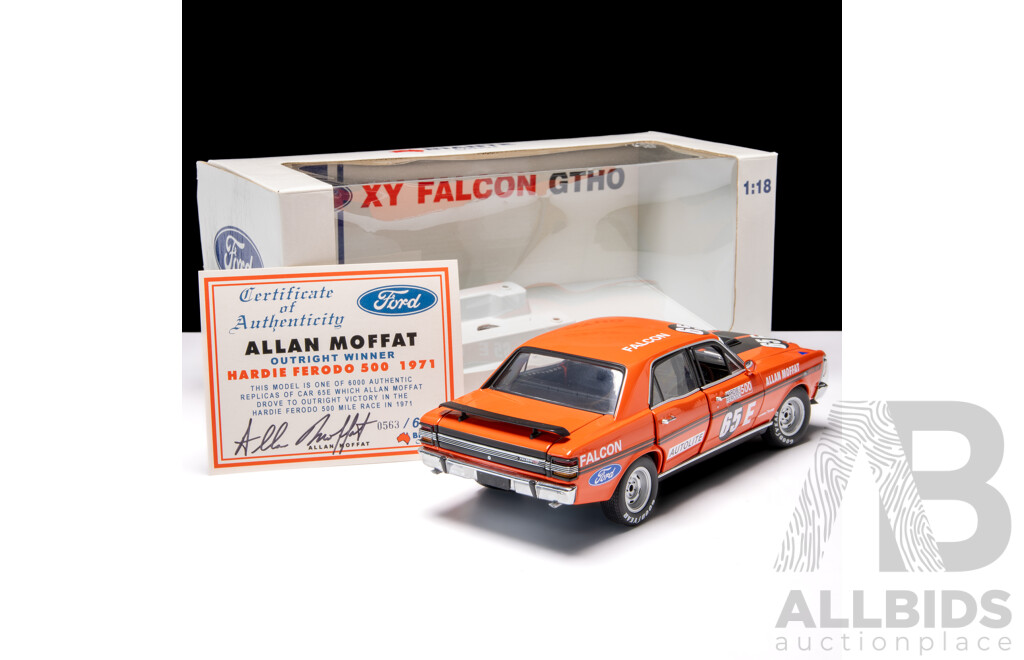 Biante 1971 Ford XY Falcon GTHO Allan Moffat Hardie Ferodo 500 Winner #65E 563/6000 1:18 Scale Model Car - Signed COA