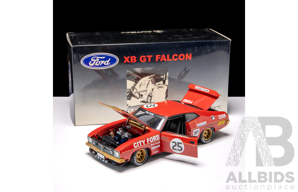 AUTOart 1975 Ford XB GT Falcon Coupe Hardie Ferodo 1000 2nd Place - Allan Moffat & Ian Geoghegan #25 Red 2858/6000 1:18 Scale Model Car - Signed COA