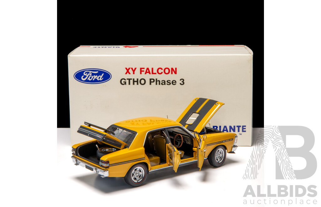 Biante Ford XY Falcon GT-HO Phase III Yellow Ochre W Black Stripes 3738/7500 1:18 Scale Model Car - COA Included
