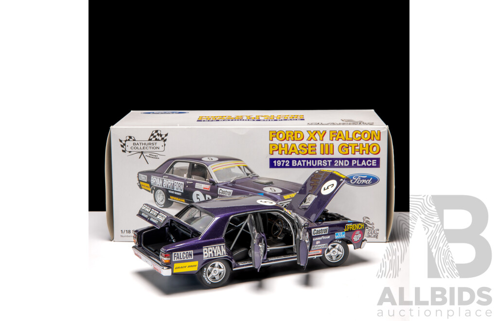 Classic Carlectables 1972 Ford XY Falcon GT-HO Phase III #5D John French Purple 1153/2000 1:18 Scale Model Car - COA Included