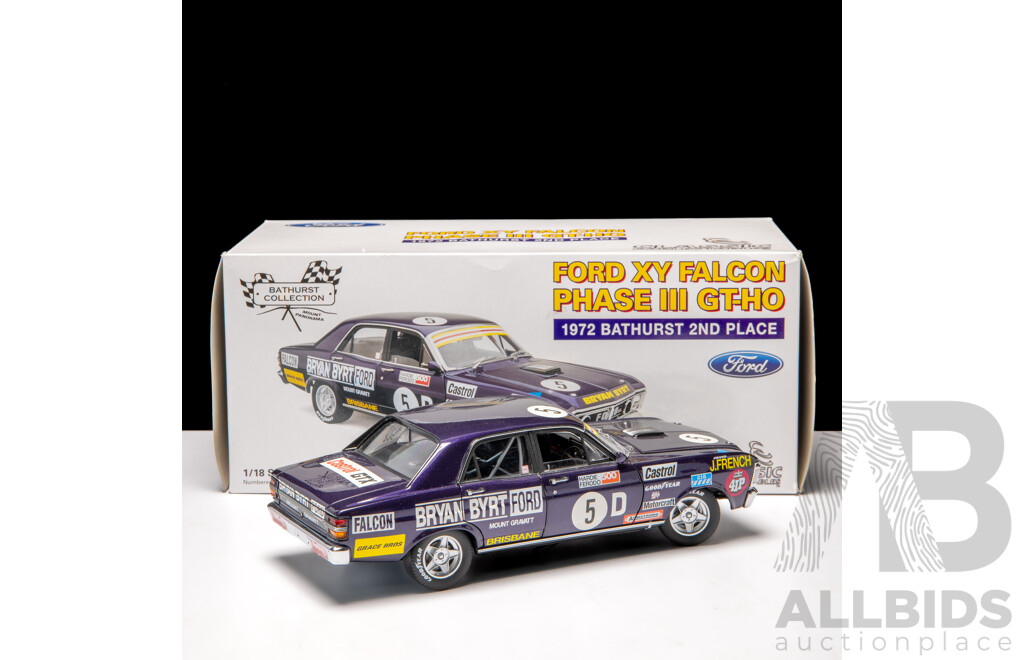 Classic Carlectables 1972 Ford XY Falcon GT-HO Phase III #5D John French Purple 1153/2000 1:18 Scale Model Car - COA Included